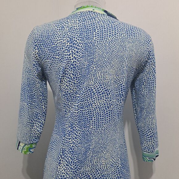 J.McLaughin Gisel Tunic Catalina V Neck Speckle Blue/White/Green Patterned Small - Picture 12 of 12